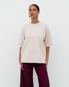 CHRISTINA KNIT TEE - Cream