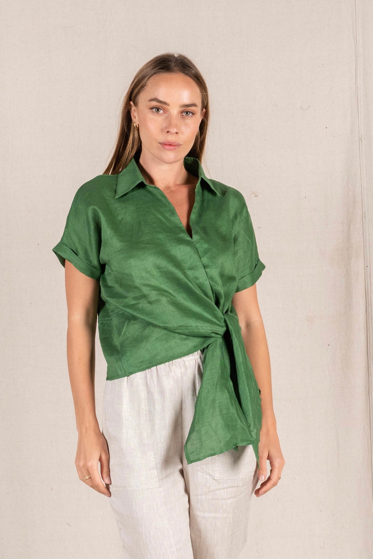 GUS LINEN SHIRT FERN GREEN