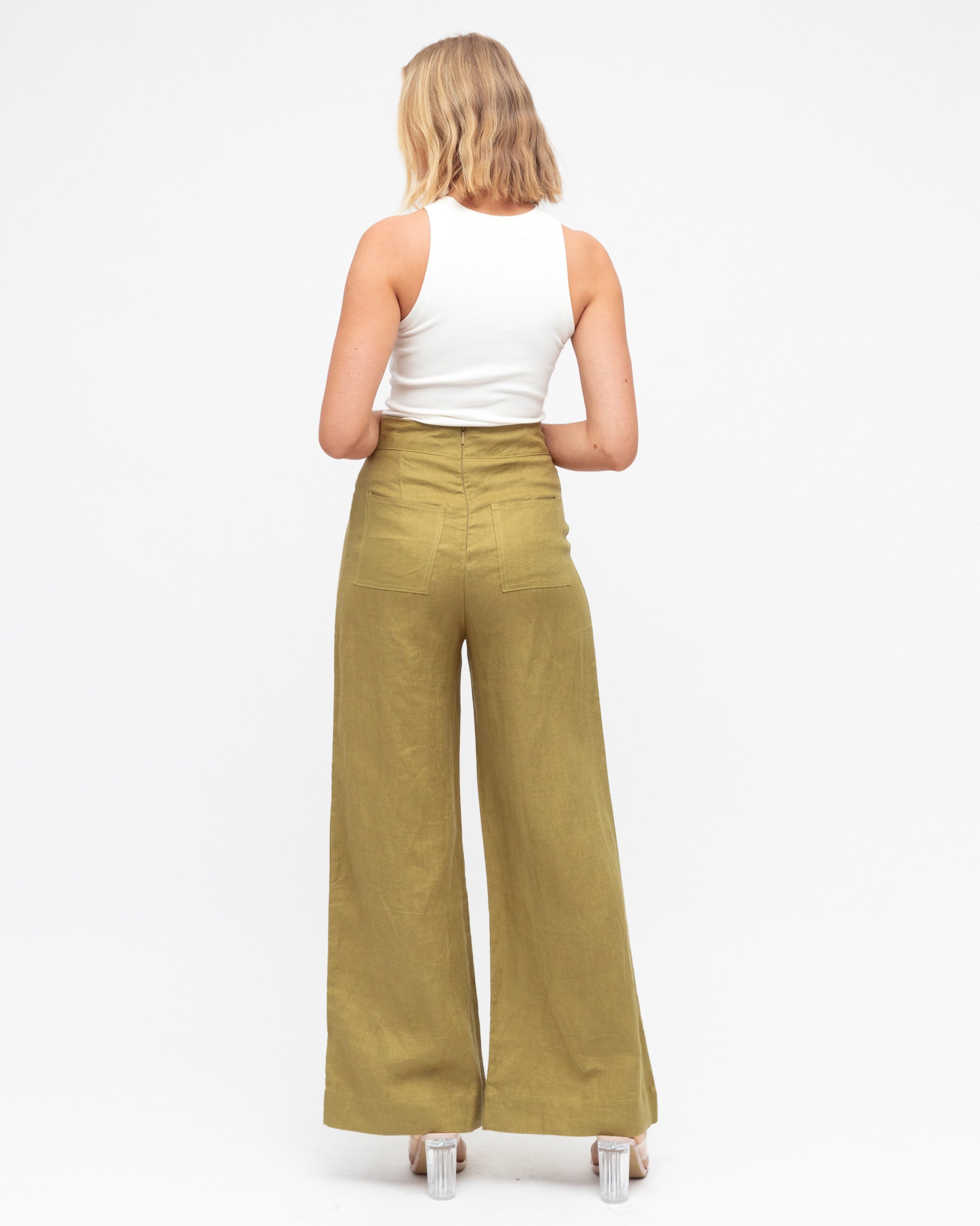 ARCHICO LINEN PANTS - Olive