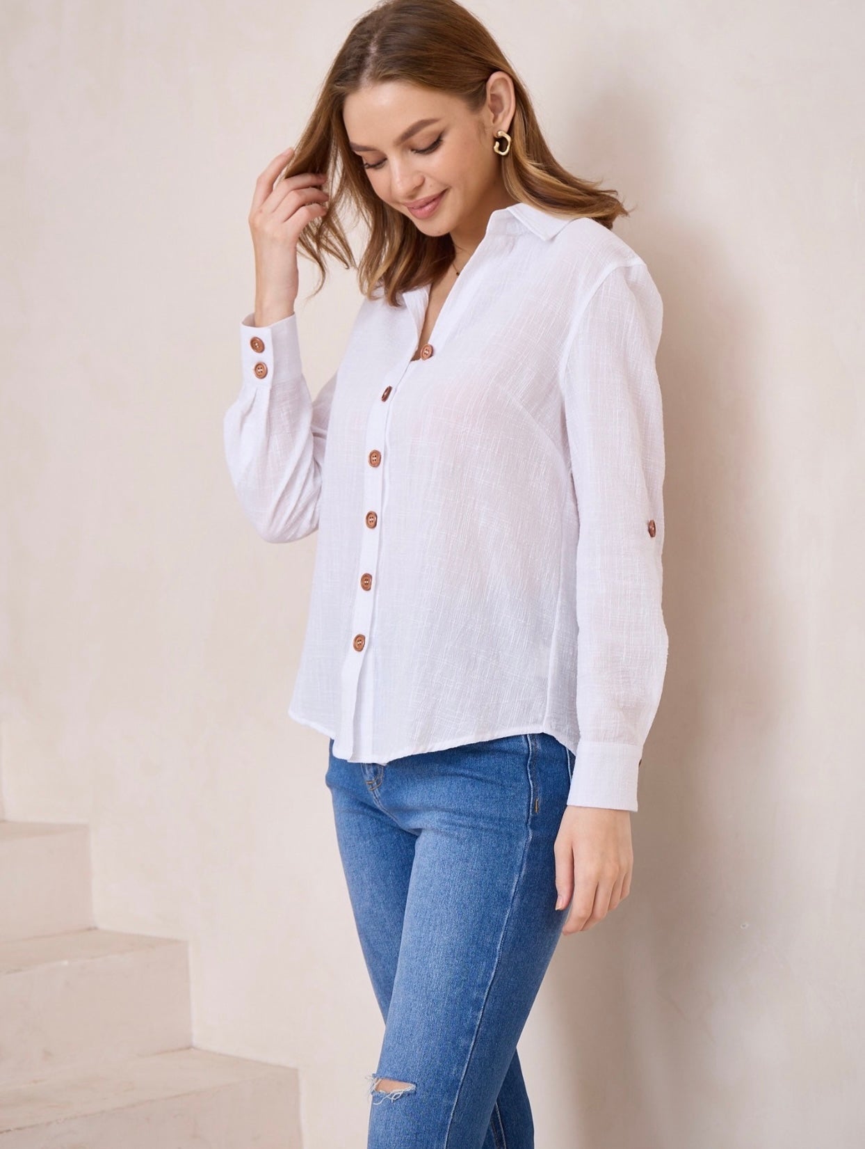 GALEA COTTON SHIRT - White