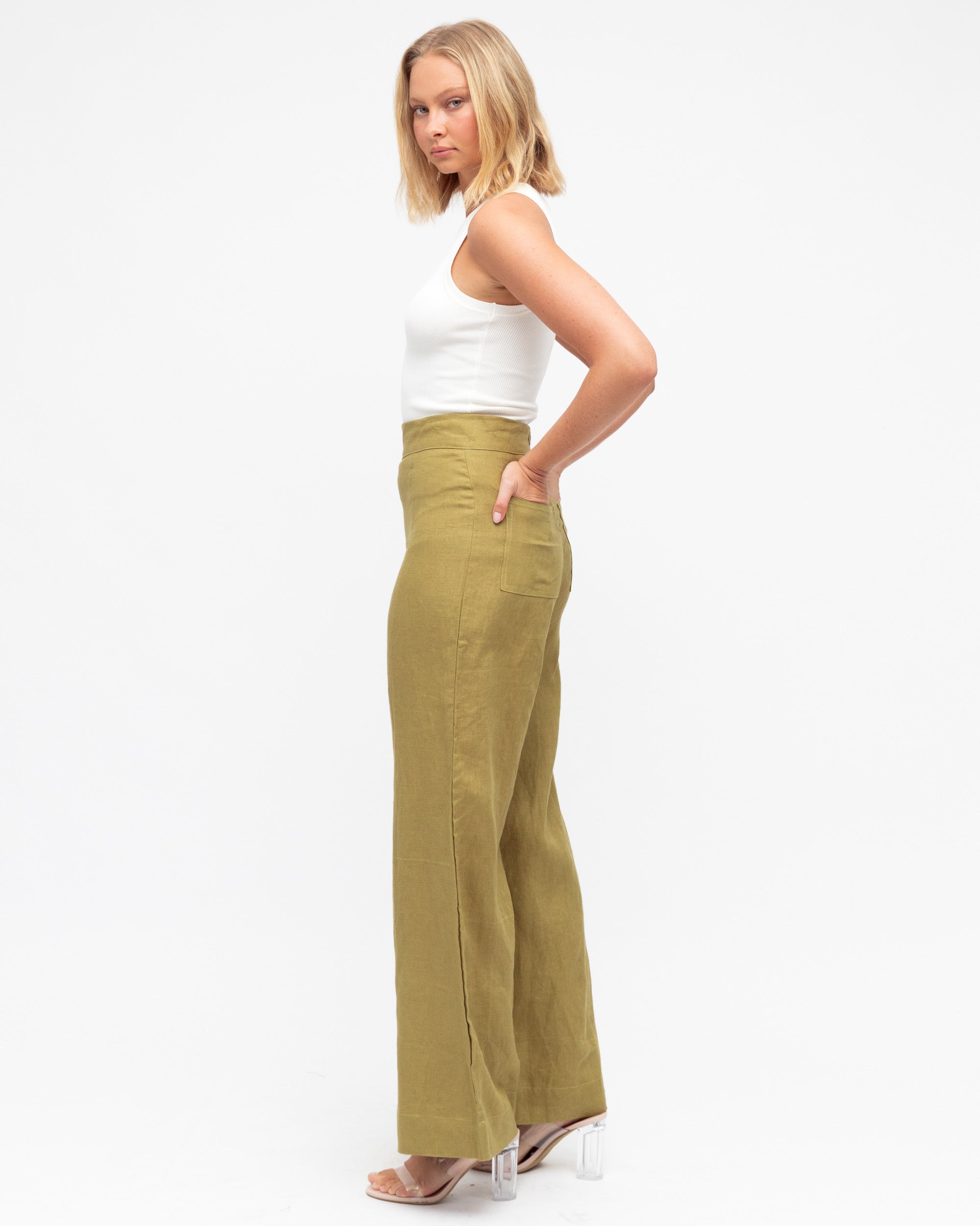 ARCHICO LINEN PANTS - Olive