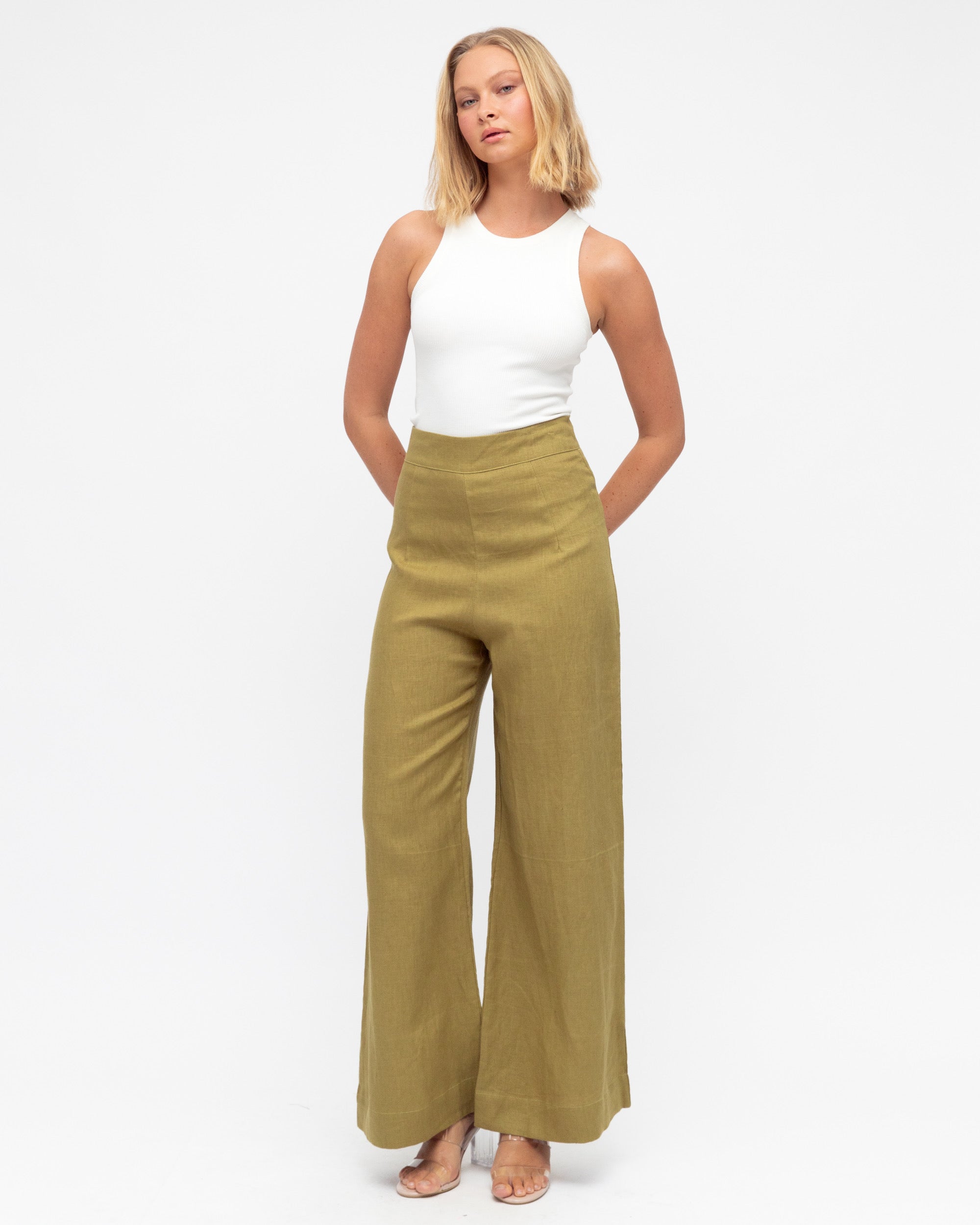 ARCHICO LINEN PANTS - Olive