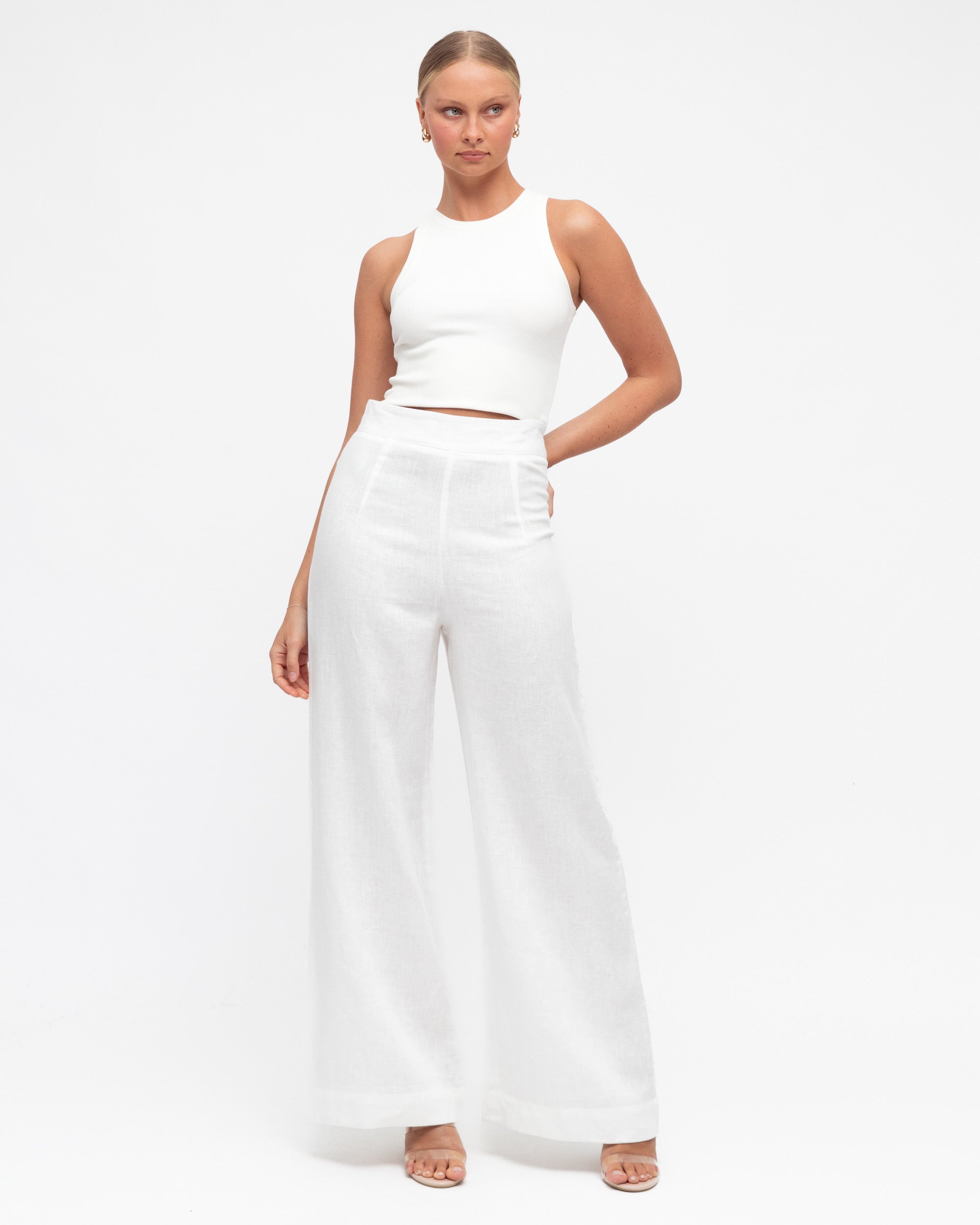 ARCHICO LINEN PANTS - White