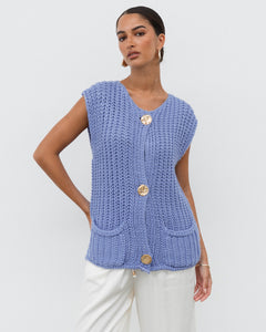 TAYLEN KNIT VEST - Blue