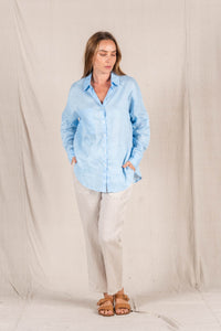 JESSICA LINEN SHIRT - Baby Blue