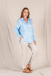 JESSICA LINEN SHIRT - Baby Blue