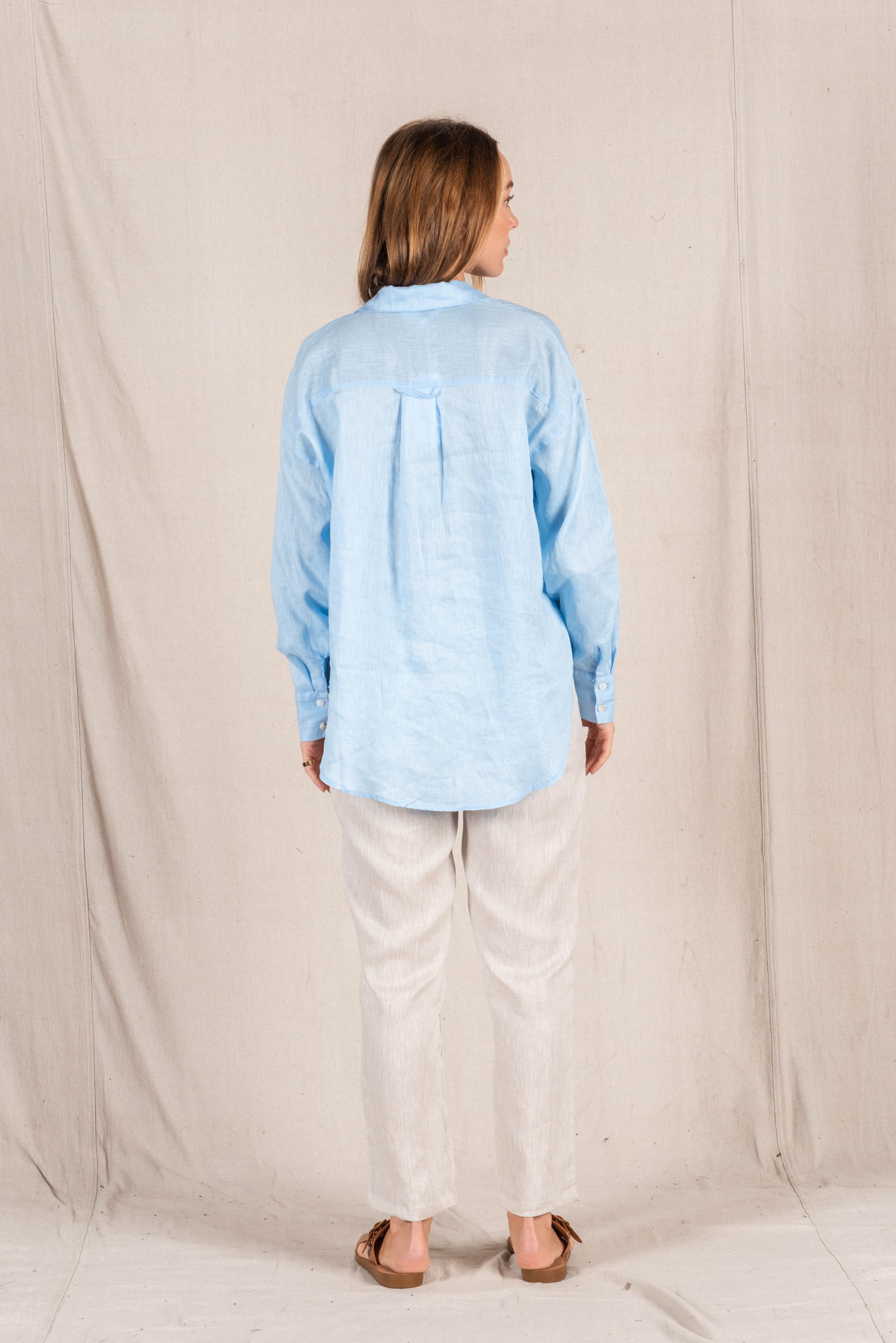 JESSICA LINEN SHIRT - Baby Blue