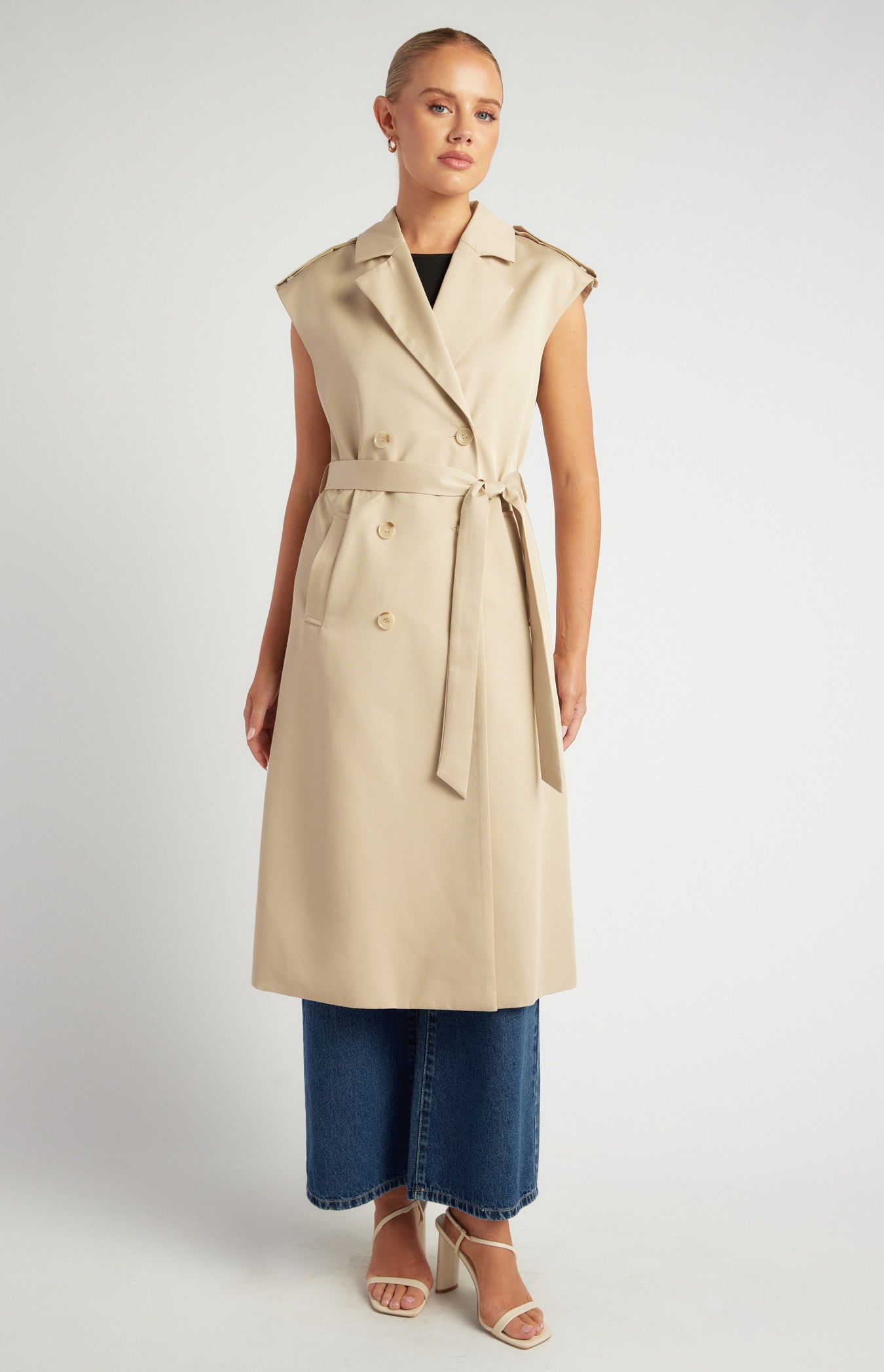 JOSETTE VEST TRENCH COAT - Beige