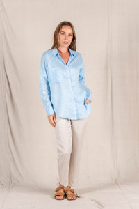 JESSICA LINEN SHIRT - Baby Blue